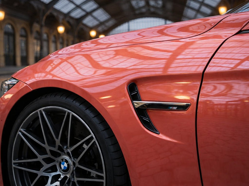 DIY BMW M4 wrapped in Super Gloss HXONE™ Phoenix Ocher vinyl wrap HXONE301