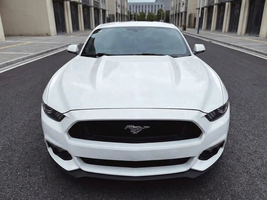 Ford Mustang wrapped in None HX30000 Glacier White Alligator Leather vinyl wrap HX30AL003B