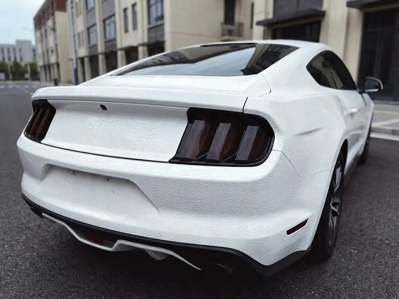 Ford Mustang wrapped in None HX30000 Glacier White Alligator Leather automotive vinyl film HX30AL003B detail