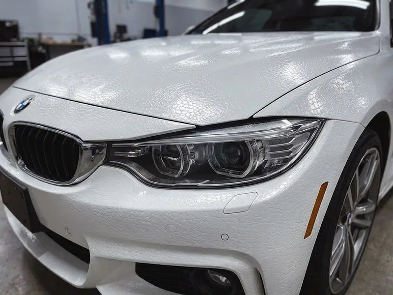 BMW 4 Series wrapped in None HX30000 Glacier White Alligator Leather car wrap film HX30AL003B