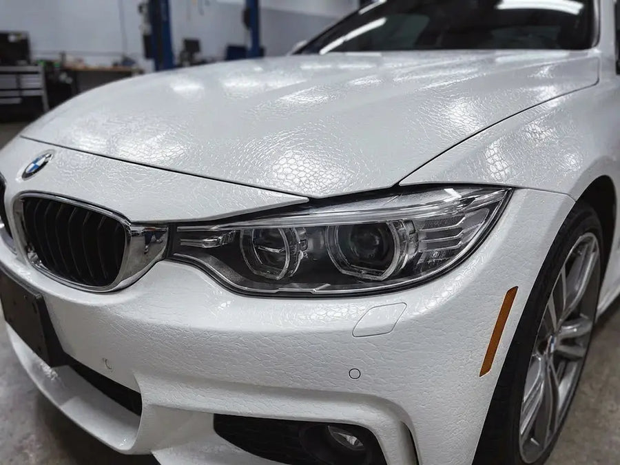 BMW 4 Series wrapped in None HX30000 Glacier White Alligator Leather car wrap film HX30AL003B
