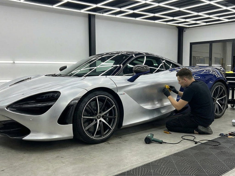 McLaren 720S wrapped in Brushed HX30000 Silver Aluminum restyling film HX30BASILB