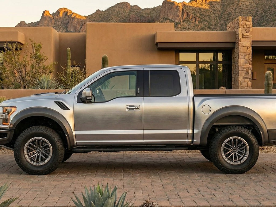 Ford F-150 Raptor wrapped in Hexis Brushed HX30000 Silver Aluminum vinyl wrap HX30BASILB
