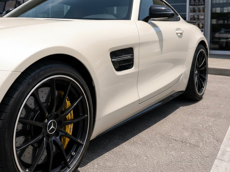 Mercedes-AMG GT wrapped in Gloss HX30000 Nacre White vinyl wrap HX30BNCB