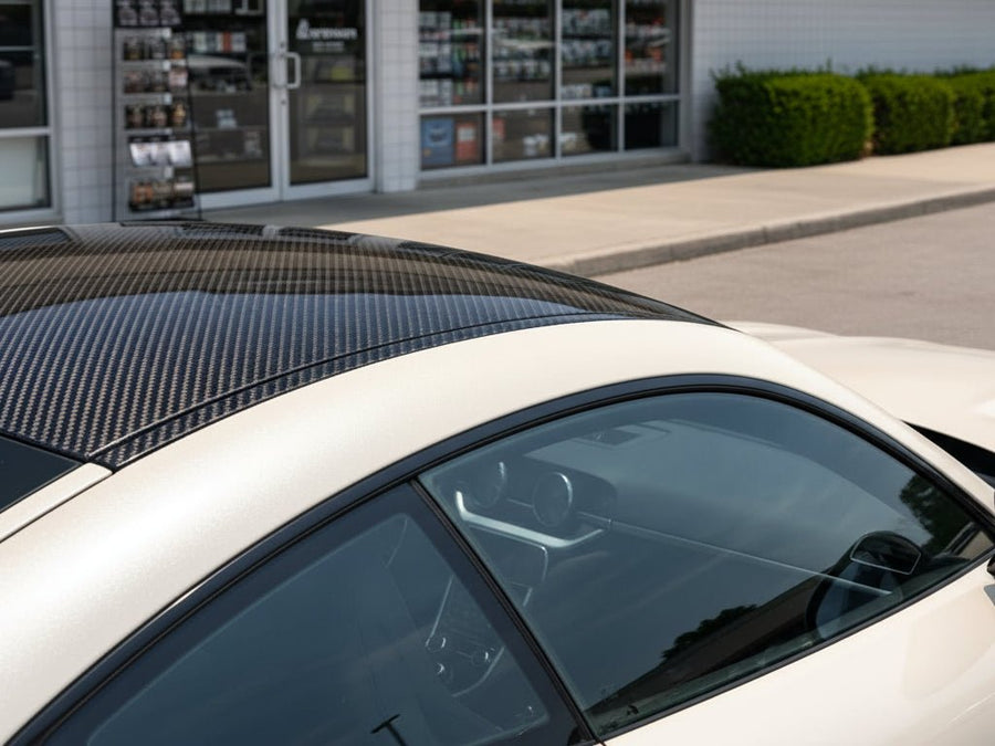 DIY Porsche 911 wrapped in Gloss HX30000 Nacre White restyling film HX30BNCB