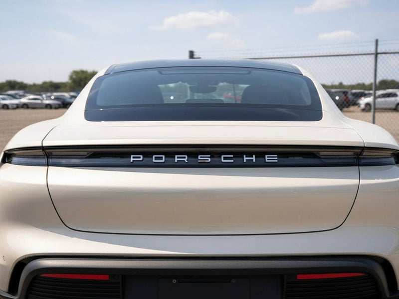 Porsche Taycan wrapped in Gloss HX30000 Nacre White restyling film HX30BNCB
