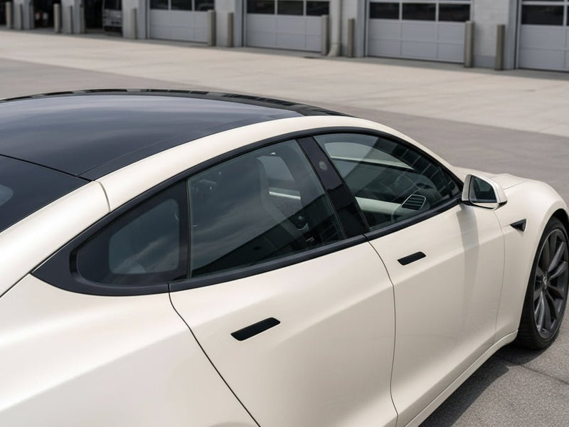 DIY Tesla S wrapped in Gloss HX30000 Nacre White wrap film HX30BNCB