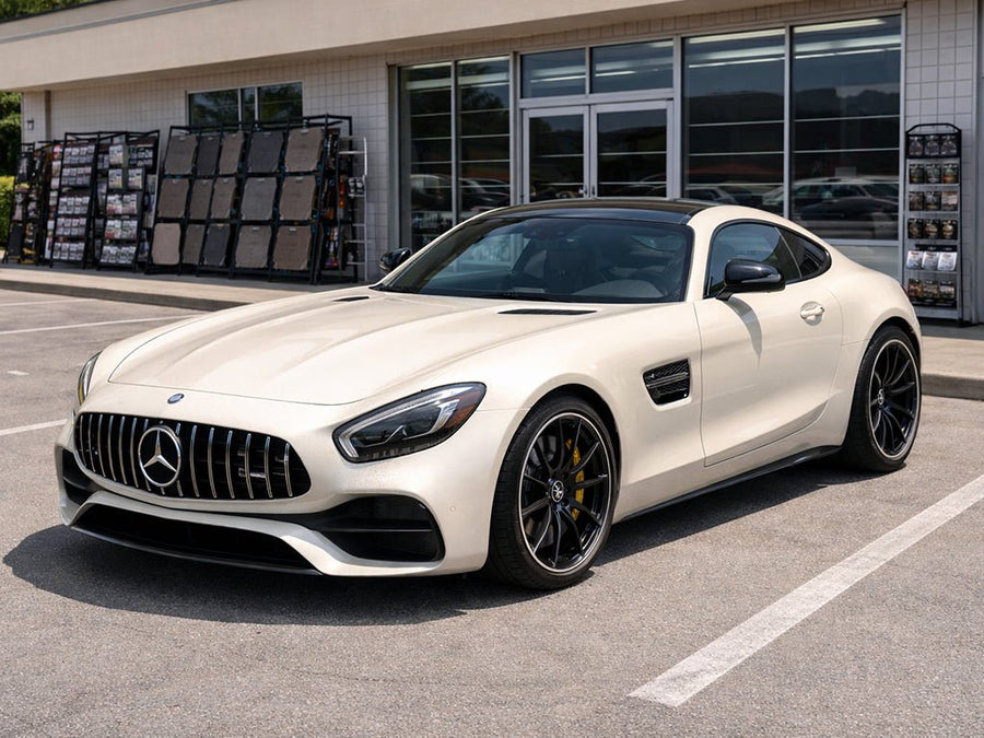 Mercedes-AMG GT wrapped in Hexis Gloss HX30000 Nacre White car wrap film HX30BNCB