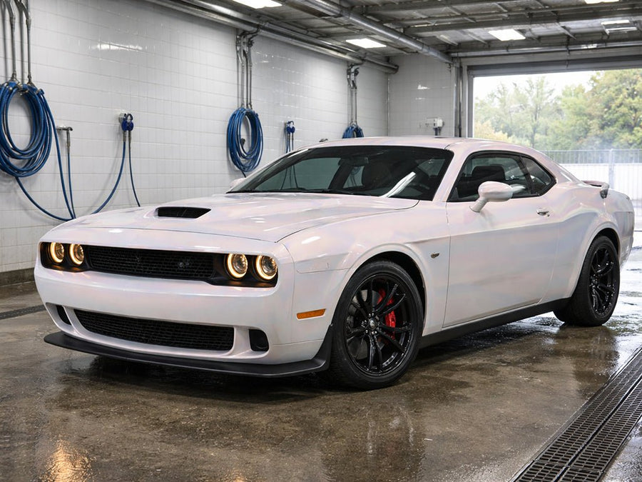 Dodge Challenger wrapped in Hexis Gloss HX30000 Pearl White Variochrome wrap film HX30BPEB