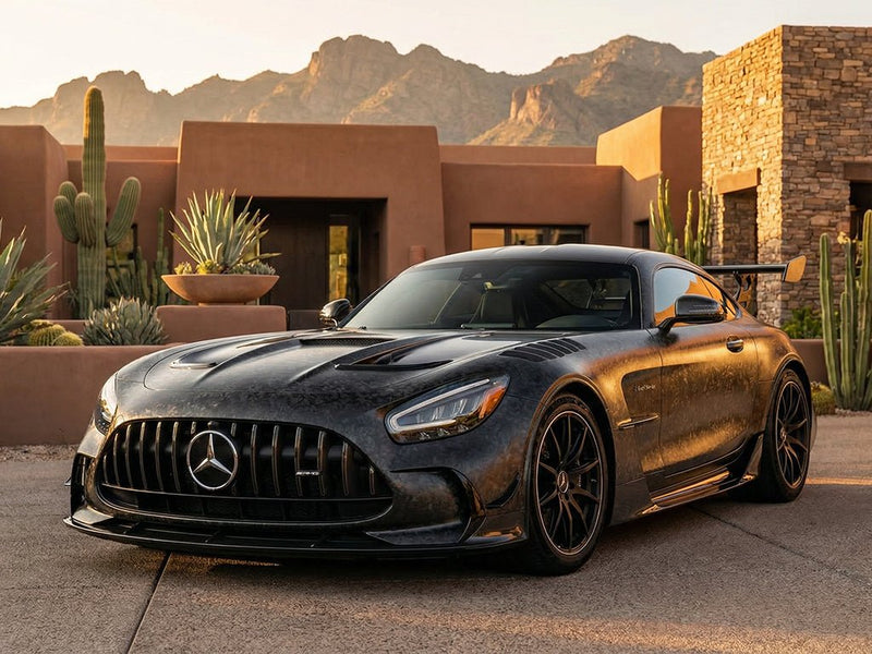 Mercedes-AMG GT Black Series wrapped in Hexis Carbon Fiber HX30000 Black Forged restyling film HX30CAF89S