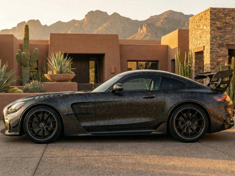 DIY Mercedes-AMG GT wrapped in Carbon Fiber HX30000 Black Forged wrap film HX30CAF89S