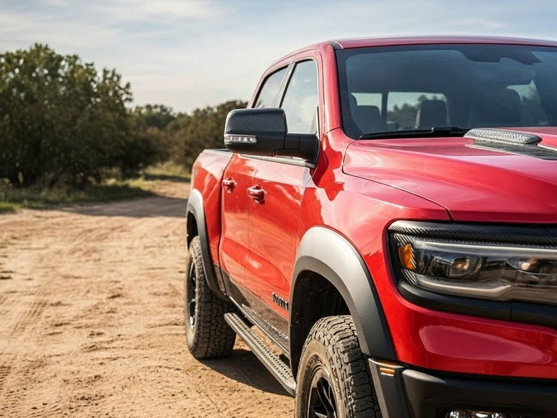 DIY Ram 1500 TRX wrapped in Matte HX30000 Raven Black Carbon Fiber restyling film HX30CANCOB
