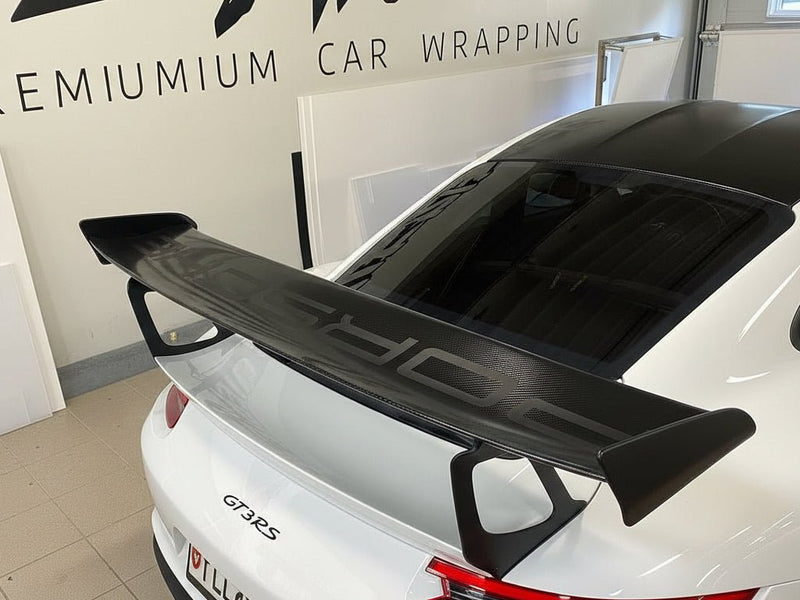Porsche 911 GT3 RS wrapped in Hexis Ultra Gloss HX30000 Petroleum Black Carbon Fiber wrap film HX30CANPEB