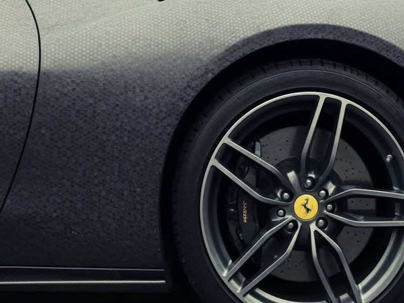 Ferrari wrapped in Hexis None HX30000 Black Honeycomb car wrap film HX30CAF89S