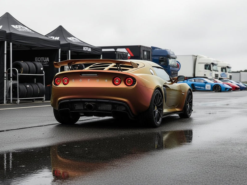 Lotus Exige wrapped in Hexis Gloss HX30000 Iridescent Boreal Forest car wrap film HX30IFBB