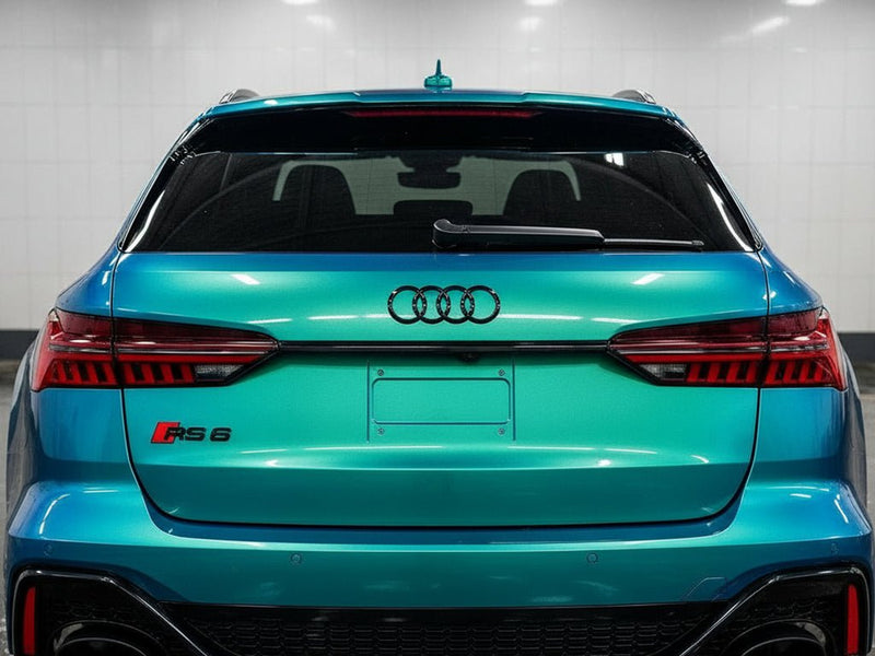 Audi RS6 wrapped in Gloss HX30000 Iridescent Austral Sea wrap film HX30IMAB