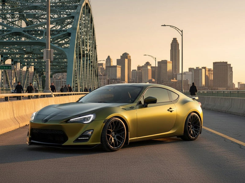 DIY Toyota 86 wrapped in Matte HX30000 Golden Black automotive vinyl film HX30N71M