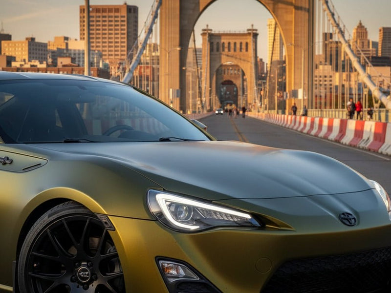 Toyota 86 wrapped in Hexis Matte HX30000 Golden Black car wrap film HX30N71M