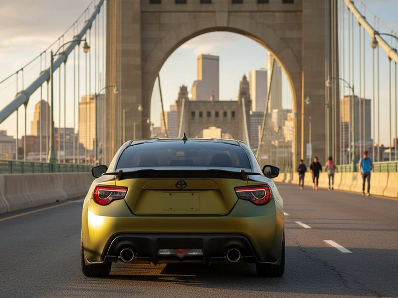 Scion FR-S wrapped in Matte HX30000 Golden Black car wrap film HX30N71M