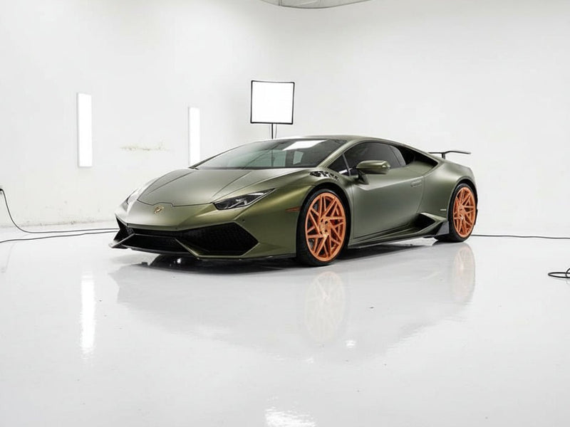 Lamborghini Huracán wrapped in Hexis Matte HX30000 Golden Black wrap film HX30N71M