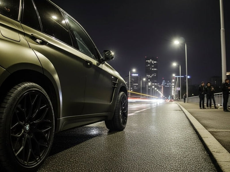 BMW X5 wrapped in Hexis Matte HX30000 Golden Black automotive vinyl film HX30N71M