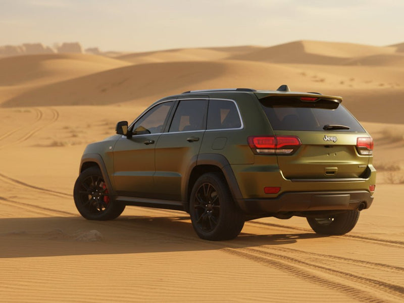 DIY Jeep Grand Cherokee wrapped in Matte HX30000 Golden Black automotive vinyl film HX30N71M