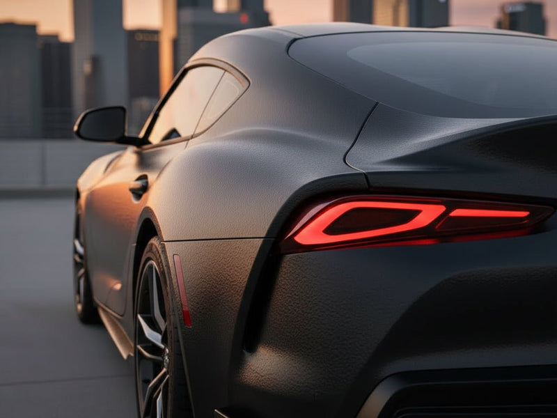 DIY Toyota Supra wrapped in None HX30000 Black Fine Grain Leather restyling film HX30PG889B