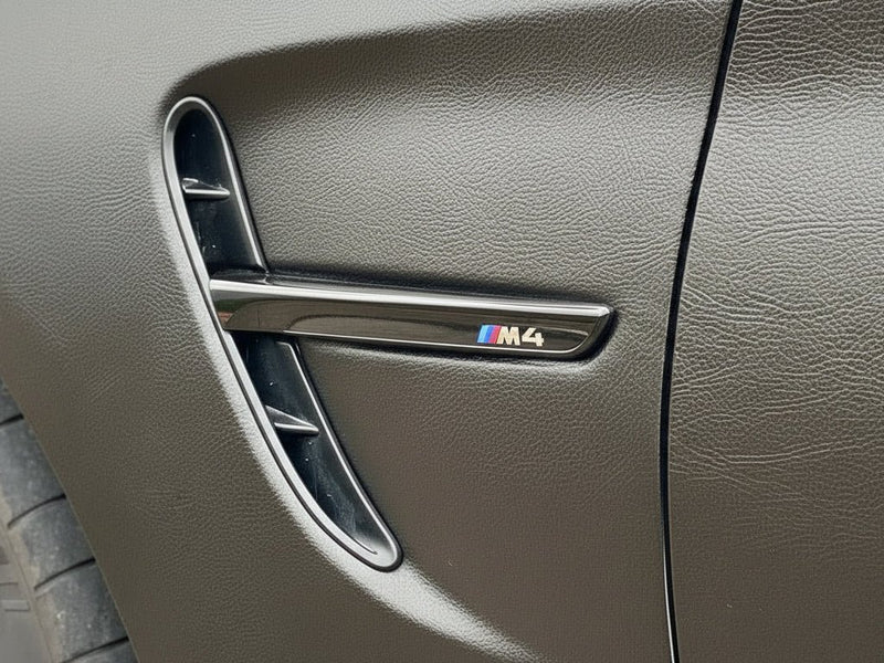 BMW M4 wrapped in None HX30000 Black Fine Grain Leather vinyl wrap HX30PG889B
