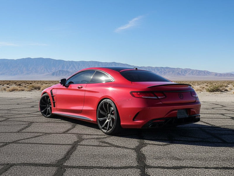 DIY Mercedes-Benz S-Class Coupe wrapped in Gloss HX30000 Redcurrent Red vinyl wrap HX30RGOB