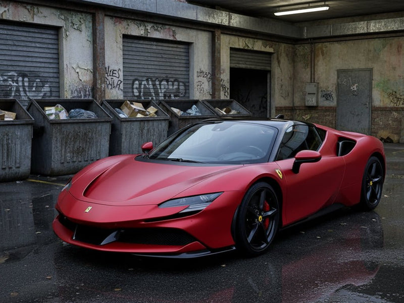 DIY Ferrari SF90 Spider wrapped in Matte HX30000 Redcurrent Red automotive vinyl film HX30RGOM