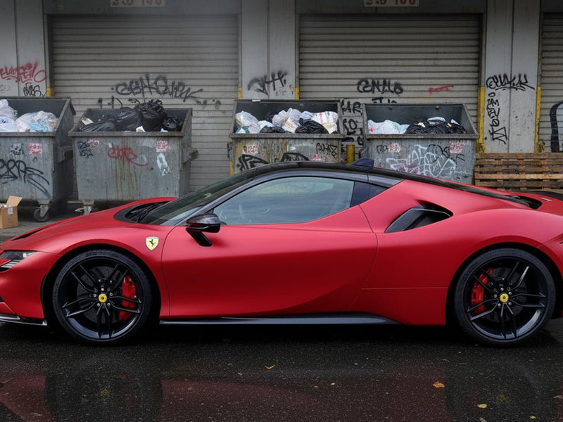 DIY Ferrari SF90 Stradale wrapped in Matte HX30000 Redcurrent Red wrap film HX30RGOM