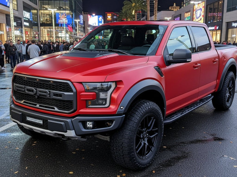 Ford F-150 Raptor wrapped in Matte HX30000 Redcurrent Red car wrap film HX30RGOM