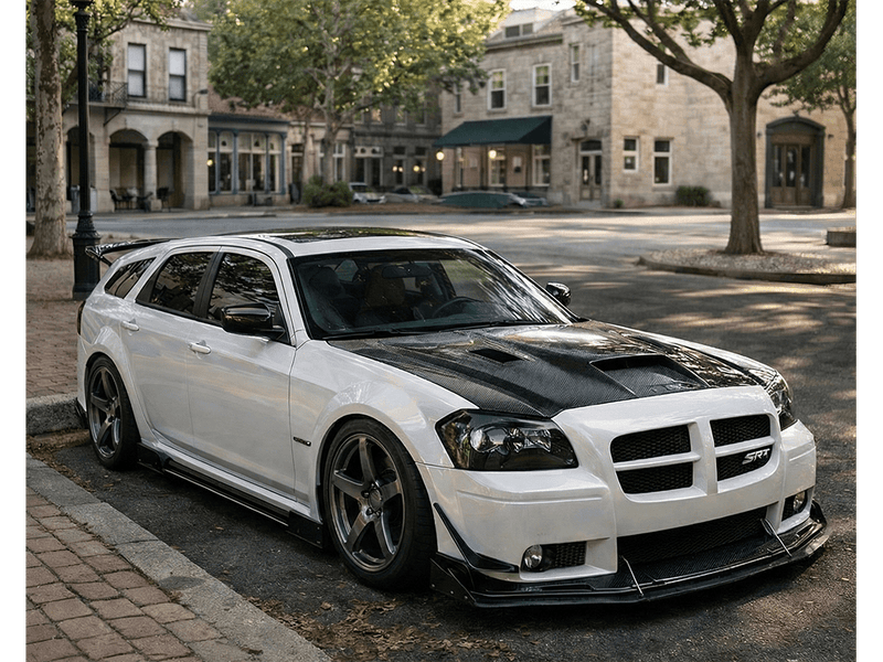 Dodge Magnum SRT8 wrapped in Hexis Gloss HX30000 White Rainbow restyling film HX30RW002B
