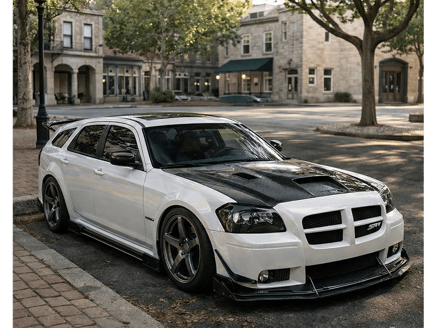 Dodge Magnum SRT8 wrapped in Hexis Gloss HX30000 White Rainbow restyling film HX30RW002B