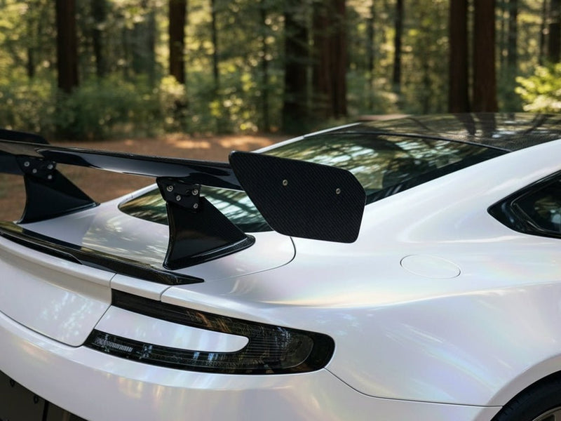 Aston Martin Vantage wrapped in Hexis Gloss HX30000 White Rainbow restyling film HX30RW002B