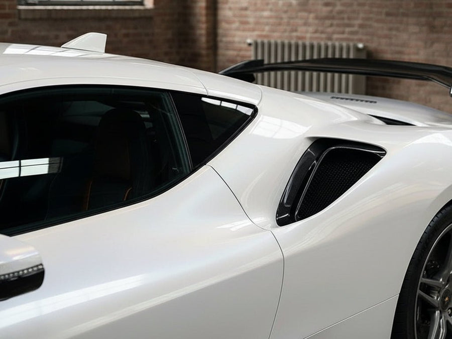 Ferrari 488 wrapped in Gloss HX30000 White Rainbow automotive vinyl film HX30RW002B