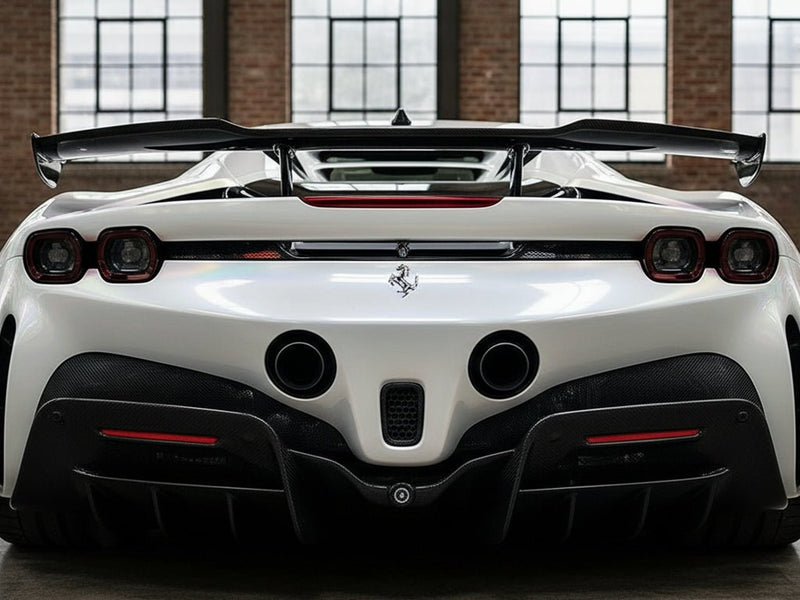DIY Ferrari 488 Pista wrapped in Gloss HX30000 White Rainbow wrap film HX30RW002B