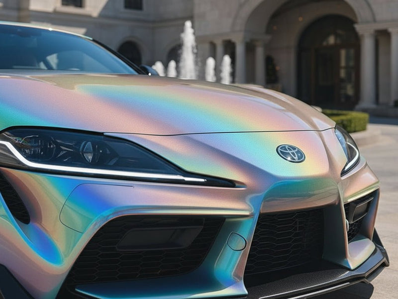 Toyota Supra wrapped in Hexis Gloss HX30000 Gray Rainbow restyling film HX30RW990B