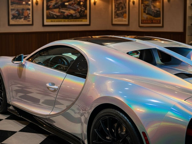 Bugatti Chiron wrapped in Gloss HX30000 Gray Rainbow car wrap film HX30RW990B