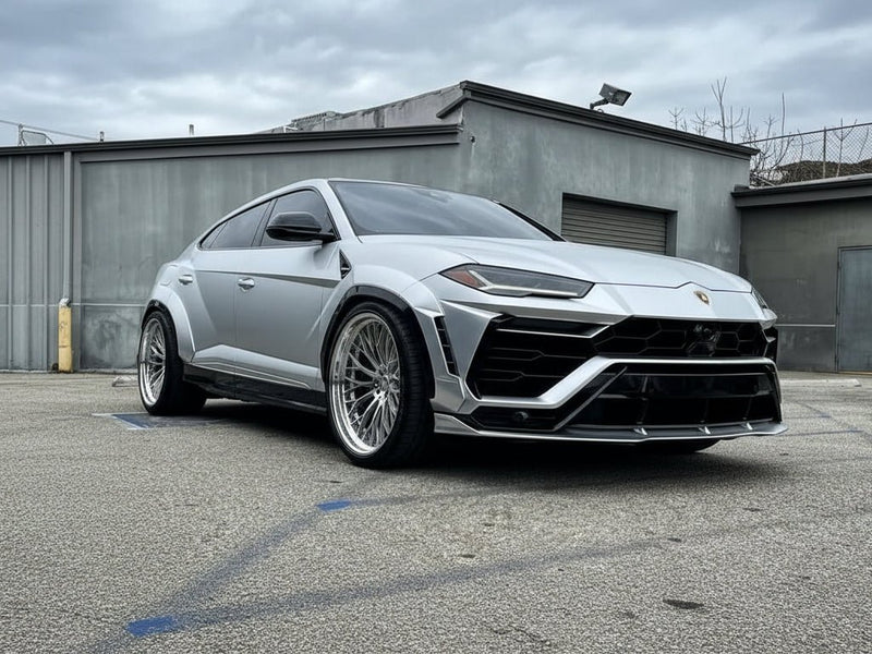 Lamborghini Urus wrapped in Hexis Satin HX30000 Super Chrome Silver restyling film HX30SCH01S