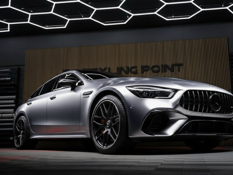 Mercedes-AMG GT wrapped in Hexis Satin HX30000 Super Chrome Silver car wrap film HX30SCH01S