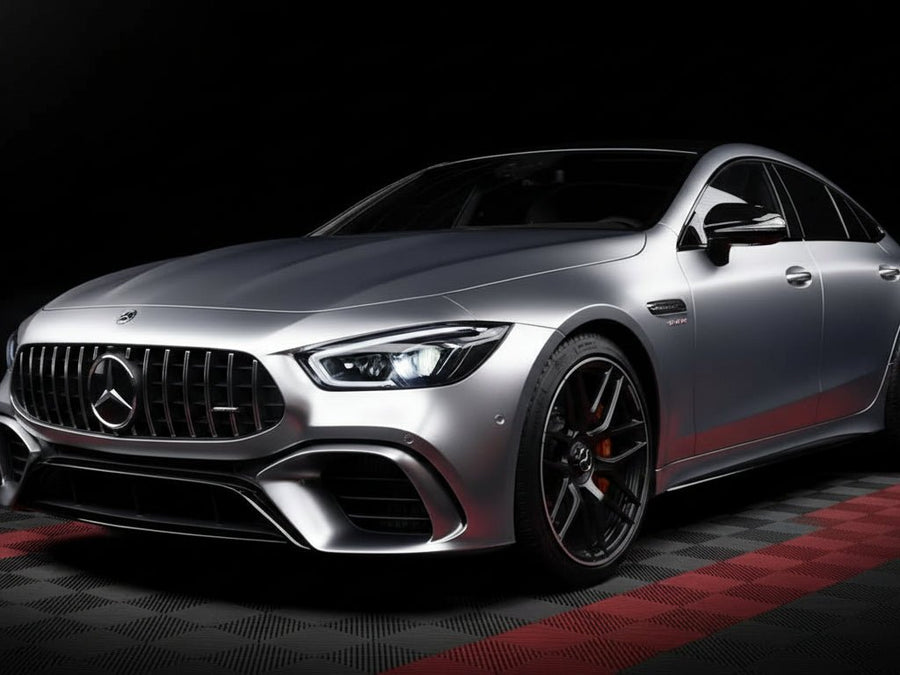 Mercedes-AMG GT wrapped in Hexis Satin HX30000 Super Chrome Silver car wrap film HX30SCH01S detail