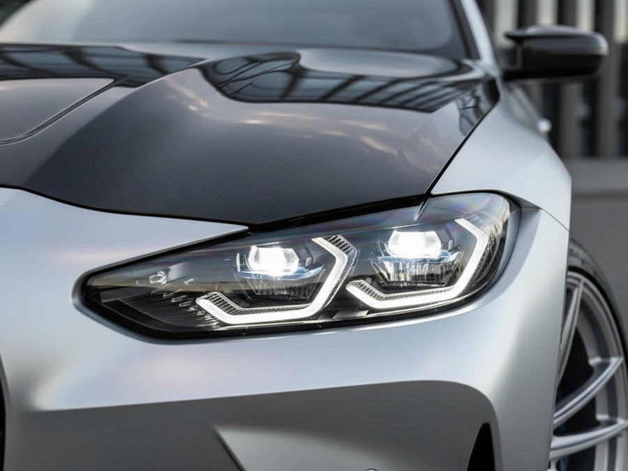 BMW M4 wrapped in Hexis Satin HX30000 Super Chrome Silver car wrap film HX30SCH01S