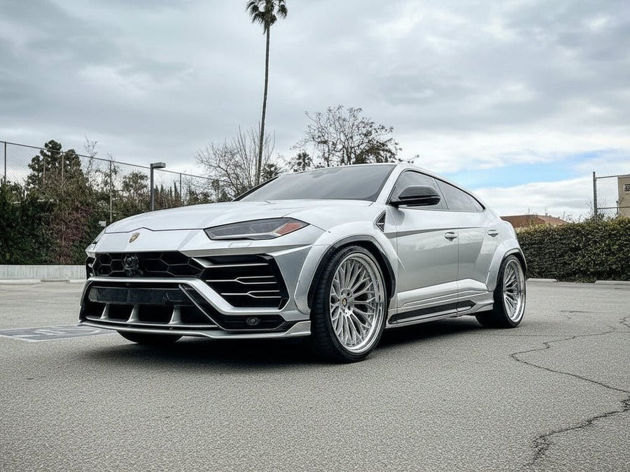 Lamborghini Urus wrapped in Hexis Satin HX30000 Super Chrome Silver vinyl wrap HX30SCH01S