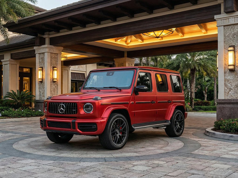 Mercedes-Benz G-Class wrapped in Satin HX30000 Super Chrome Red car wrap film HX30SCH02S