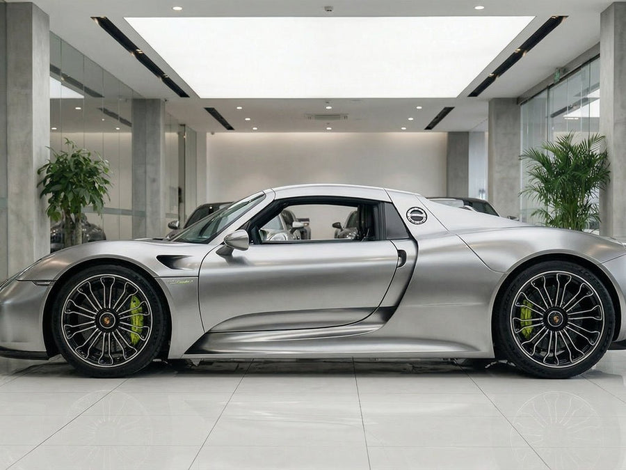 Porsche 918 Spyder wrapped in Satin HX30000 Super Chrome Titanium wrap film HX30SCH03S