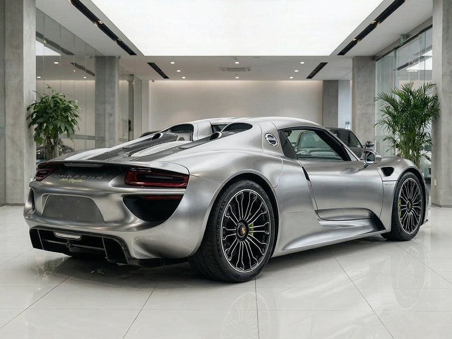 DIY Porsche 918 Spyder wrapped in Satin HX30000 Super Chrome Titanium vinyl wrap HX30SCH03S detail