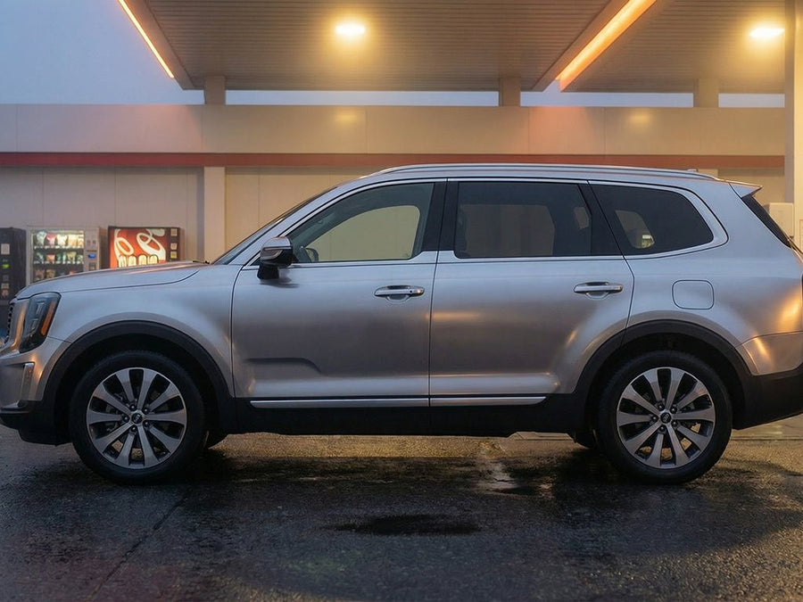 Kia Telluride wrapped in Hexis Satin HX30000 Super Chrome Titanium restyling film HX30SCH03S