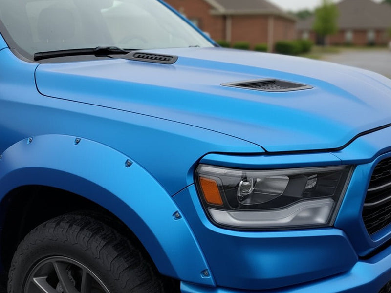 Dodge Ram wrapped in Satin HX30000 Super Chrome Blue car wrap film HX30SCH05S