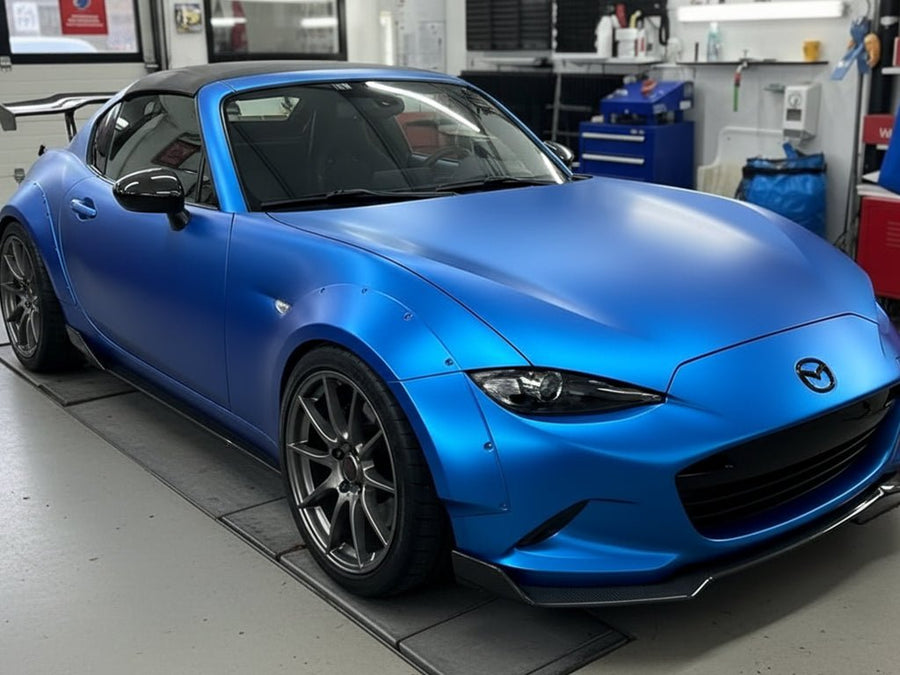 Mazda MX-5 Miata wrapped in Satin HX30000 Super Chrome Blue wrap film HX30SCH05S